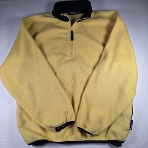 Vintage Nautica Mens Yellow Fleece 1/4 Zip Pullover Jacket‎  xl